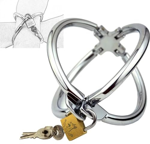 SM Handschellen Handcuffs Metall Kreuz Handfesseln mit Schloss und Schlüssel BDSM Bondage Betten Fesseln Sklaven Sexspiel Erotik Fetisch Sexspielzeug für Paare Anfänger,männlich