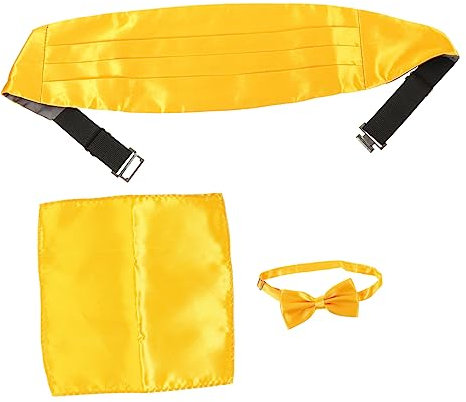 VALICLUD Kummerbund Fliegen Satz Für Herren Verstellbarer Kummerbund Mit Einstecktuch Elegantes Party Zubehör Für Hochzeiten Und Abschlussfeiern in Schwarz