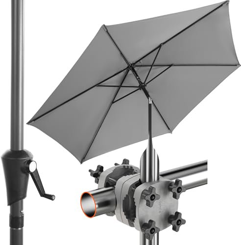 Menz Premium SET Sonnenschirm Balkon + Sonnenschirmhalter Balkongeländer + Sonnenschirmhülle - UV50+ Aluminium Sonnenschirm groß Ø 280 cm mit Kurbel - Anthrazit