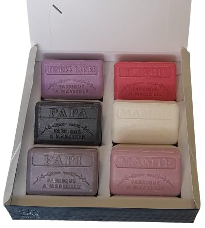 Savons de Marseille parfumés coffret de 6 savons 125g La Savonnette Marseillaise famille