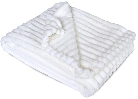 eYone Baby-Fleecedecke für Jungen oder Mädchen, groß, für Kinderzimmer, Autositz, Kinderwagen (80 x 110 cm), gebrochenes Weiß