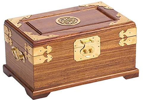 GOOPEEG Ohrring-Aufbewahrungsbox Vintage Holz Schmuckschatulle Mit Spiegel Retro Schatzkiste Schatzkiste Schmuck Aufbewahrungskiste Antik Schmuck Organizer Schmuck-Organizer