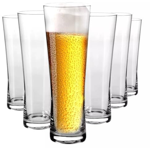 Krosno Verres à bière hauts Mixology | Ensemble de 6 | 6 x 500 ML | Sablier | Moderne | Verre sans plomb | Résistant aux rayures | Parfait pour la maison, les restaurants et les fêtes