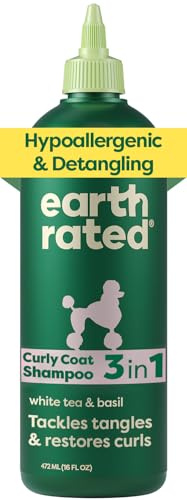 Earth Rated 3-in-1 Detangling Dog Shampoo and Conditioner, Deodorizing Oatmeal Shampoos for Dogs and Puppies, Great for Smelly Pets, White Tea and Basil Scent, 473 ml