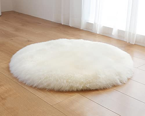 Alfombra Redonda Piel De Oveja Auténtico Alfombras Redondas Grandes Piel De Cordero Alfombra Redondo Grande Lana Alfombra De Círculos Pelo Largo(100X100cm)