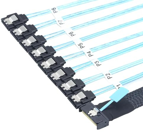 Allowish MCIO 74P 8X 8I SAS SFF-8654 8i PCI-E Ultraport Slimline 5.0 a 8X SATA 7P Hembra Cable (0.8m)
