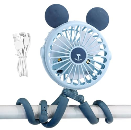 Ventilador de clip para cochecito, diseño de pulpo, trípode flexible, recargable, silencioso, ultra portátil, para viajes, asiento de coche