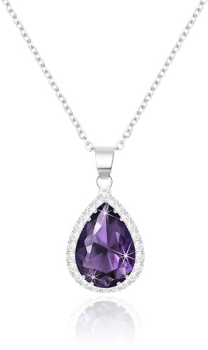 Linawe Anhänger Kette Halskette Damen, Simulierter Diamant Geburtsstein Kettenanhänger Kristall Damenkette, Schmuck Set Modeschmuck Erhältlich in Gold-, Roségold- und Silbertönen