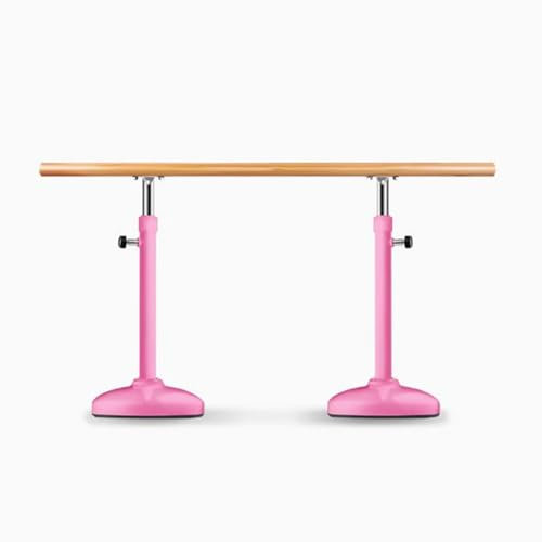 jiajulashou123 Ballettstange Freistehend Mobil Höhenverstellbar Ballettstange für Erwachsene Holz für Zuhause,Wohnzimmer,Tanzstudio,Stretchstange (Length:160CM,Pink)