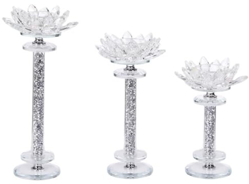 FHPEWXDG Moderne Kerzenhalter, Kerzenständer aus Glas, Kandelaber, 3er-Set, Kerzenständer aus Kristallglas für Stabkerzen, ausgefallene, klare Dekoration für Zuhause