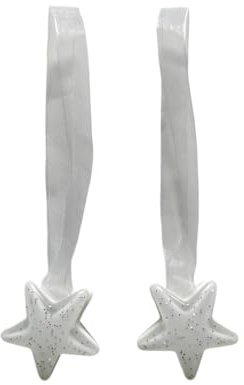 Coppia di Calamite per Tende - Semplici di Forma Stella (Stile Glitter) - In Vari Colori (BIANCO)