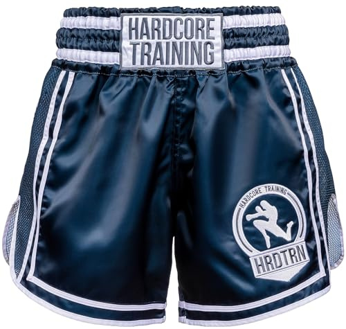 Hardcore Training Muay Thai-shorts flera färger sparka boxning MMA strid sport sparring stammar bur kamp, Marinblå, XXL