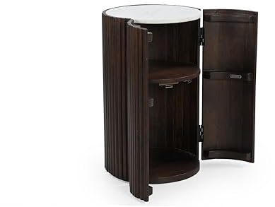 iAnanas Barschrank Premium Luxus Rustikales Weinregal aus Holz mit Marmorplatte dekorativer Weinständer Stauraum für Getränke und Gläser ideal für Wohnzimmer Party Raum Bistro Hausbar