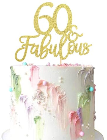 Anemowind 3pcs Gold 60th Fabulous Cake Toppers 60 and Fabulous Cake Toppers for Happy 60th Birthday Cheers to 60 Party Decorations 60 Anniversary Birthday Cake Decorations Supplies