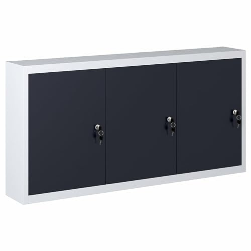 Iiaky Armoire à Outils Murale Style Industriel Métal Gris et Noir,Armoire Industrielle,Armoire De Rangement