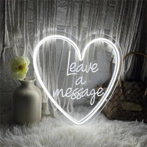 LKHLTBF B,35CM,Laisser Un Message en Forme de cœur, Panneau néon personnalisé gravé en 3D, Livre d'or Audio de Mariage, réception, Panneau de Bienvenue, décoration