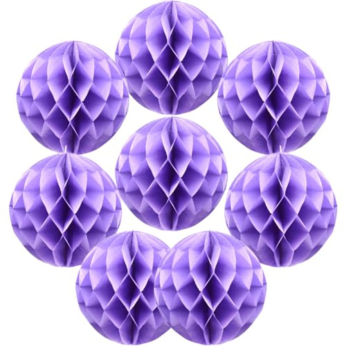 Yosawo 8 Stück Papier Wabenbälle Papier Wabenball Dekoration für Geburtstag Hochzeit Party Deko(ZQ/Light Purple）