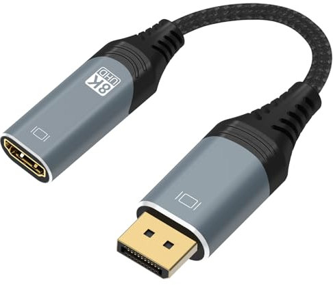 ConnBull DisplayPort 1.4 a HDMI 2.1 cavo, 8K DP maschio a HDMI femmina adattatore convertitore supportato 8K@60Hz 4K@120Hz Utilizzato per monitor per proiettori TV