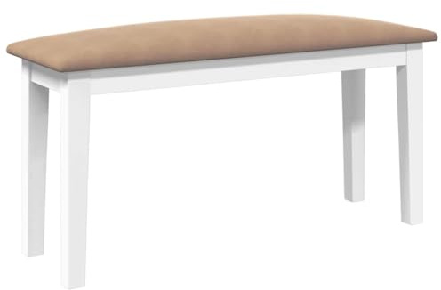 vidaXL Banco 90 cm Madera Maciza Caucho Blanco, Banco, Silla de Banco, sofá de Banco, Asiento de Banco, Asiento de Banco, Banco de Interior