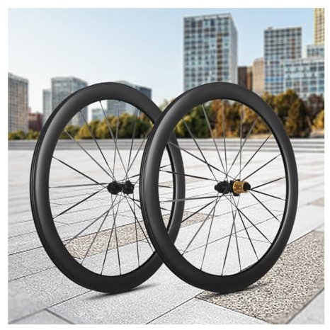 LSRRYD Rennrad Laufradsatz Aus Karbonfaser 700C Steckachse Vorder-&Hinterrad 38mm Scheibenbremsen-Laufradsatz Passend Für 8-12-Gang-Kassetten 1314g Rennrad Felgen Set