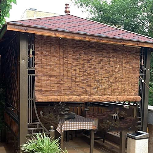 Bambus-Vorhang für den Außenbereich, Anthrazit, Stroh, Retro, dekorative Jalousien, individuelle Größe für den Innen- und Außenbereich, (B 80 x H 90 cm)