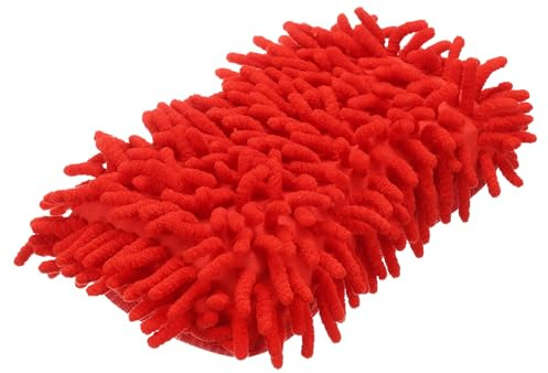 sourcing map Esponja de lavado de coche de 8.7 x 4.3 pulgadas, guante de microfibra de chenilla, sin arañazos, absorbente, esponja de limpieza para lavar detalles en coches, camiones, SUV, barcos