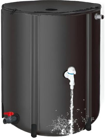 SYFUNLV Récupérateur d'eau De Pluie Pliable,Réservoir d'eau Portable avec Tuyau de Descente Filtre,Tonneau d'eau Pliable pour La Collecte De l'eau de Pluie,PVC RéSistant Aux UV,Volume 500 L (Noir)