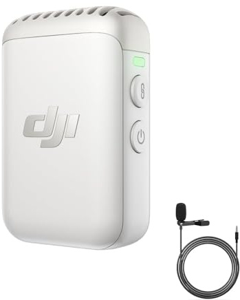 DJI Mic 2 Transmitter (Pearl White), Wireless Lavalier Microphone with Intelligent Noise Cancelling, Bluetooth Microphone for 14-Hour Internal Recording, Magnetic Attachment Phone, YouTube