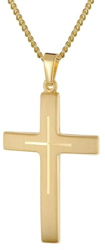 trendor Herren Kreuz-Anhänger Gold 333/8K Mit Vergoldeter Halskette 28862 | zeitloses Schmuckstück für Männer, zauberhafte Geschenkidee