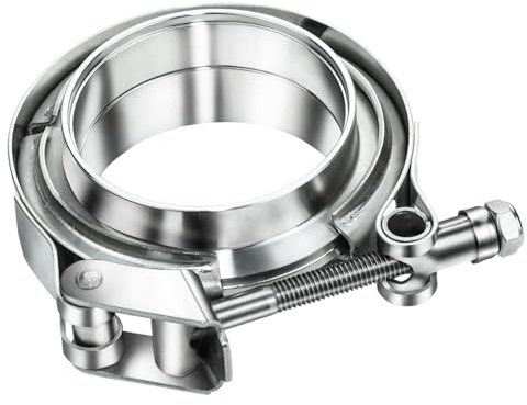 Morsetto a banda V, Kit di tubi di scarico turbo con fascetta a V for auto con flangia maschio-femmina, misure multiple, acciaio inossidabile(2inch)