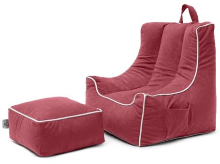Ready Steady Bed Child Bean Bag Chair with Footstool | Ergonomically Designed Kids Armchair | Comfy Children Furniture | Toddler Play Safe Soft Seat Playroom Sofa (Rose Pink)