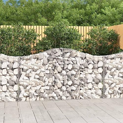 HaoChrymec Gabbioni ad Arco, in Ferro Zincato, Struttura Robusta, Gabbioni Metallici, Recinzioni da Giardino, per Giardino e Patio, Colore Argento, 200x30x100/120 cm