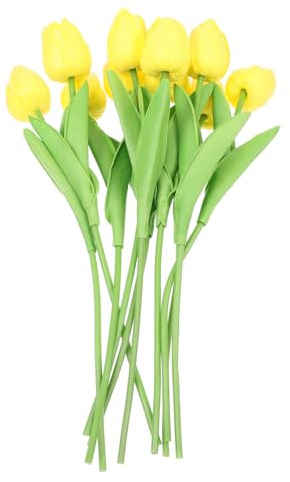 ELAYARD 10 Stück Teiliges Künstliche Tulpen in Gelb Realistisch Gestaltete Deko Blumen für Haus Hotel Party Langlebig und Pflegeleicht für Tischdeko und Florale Arrangements