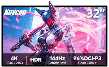Kuycon Monitor da gioco P32K da 32 pollici FHD (3840 x 2160) 4K 144HZ, 1,07 miliardi di colori, 99% sRGB, 5 ms, angolo di visione 178° (Honeycomb - senza supporto)
