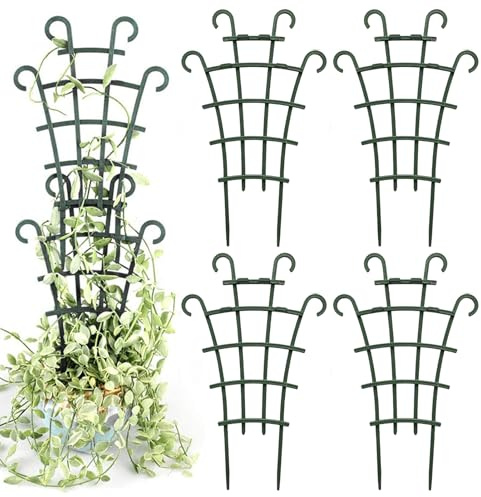 Rejilla para plantas | 5 piezas apilables para soporte de plantas, tutores exteriores para pimientos | Para macetas de jardín al aire libre flores vid pothos guisantes pimientos