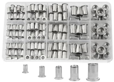Kit d'écrous for rivets en aluminium, 100/150 pièces, M3/M4/M5/M6/M8, pistolet for rivets, riveteuse filetée, vis for tête plate, accessoires de fixation(Only 150pcs nut)