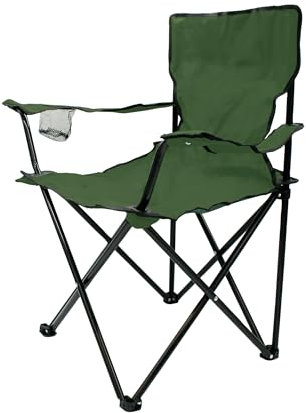Spetebo Camping Klappstuhl mit Getränkehalter - grün - Campingstuhl klappbar mit Tragetasche - Stuhl faltbar für Festival Freizeit Garten Angler Sessel Belastbarkeit bis 100 kg
