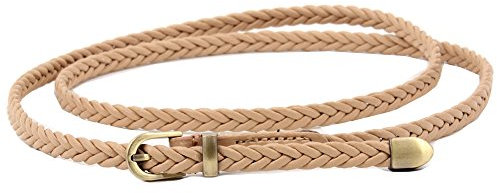 Cheerlife Damen Schmaler Flechtgürtel 0,8cm Geflochten Gürtel Vintage Taillengürtel Kleid Belt Gürtel (Khaki)