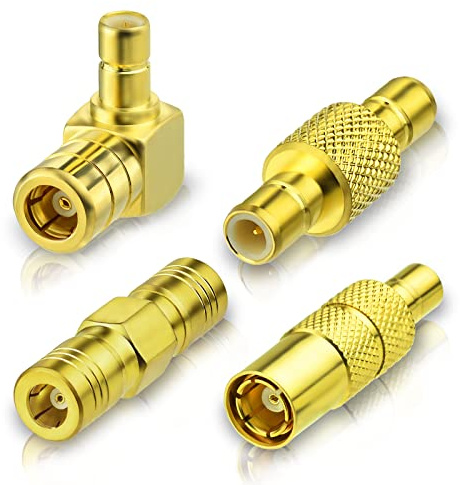 Bingfu DAB+ SMB Adapter Set 50 Ohm, 4 Stück Stecker-Buchse Adapter | Für DAB/DAB+ Autoradios, Antennen und Koaxialkabel, mit Stecker- und Buchsenkombinationen