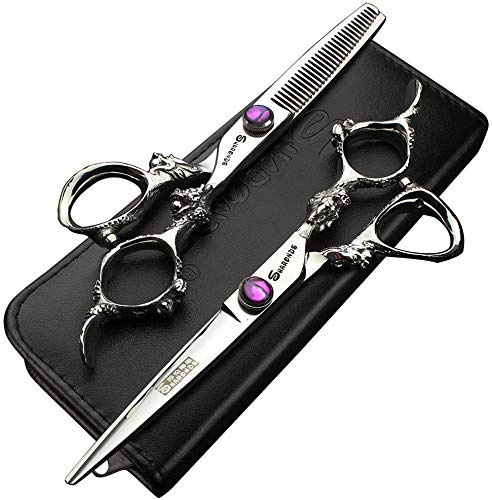 6/7 / 7.5/8 / 9 pulgadas estudio de modelado japonés 440c tijeras peluquero herramientas de modelado profesionales juego de tijeras (6 Pulgadas Y 2 Piezas-C)