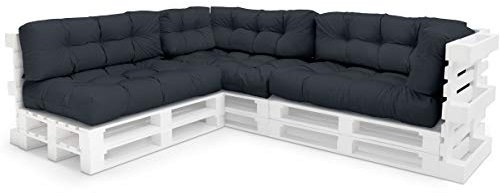 Spatium Palettenkissen Set abnehmbar Bezug wasserdicht gesteppt Palettenauflage Palettenpolster Palettensofa Palettenmöbel Anthrazit 8er Set