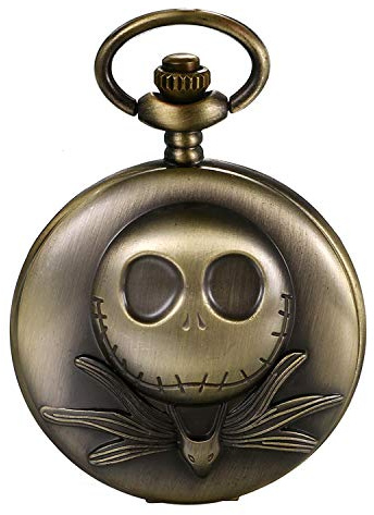 JewelryWe Retro fickur för män och kvinnor dödskallefodral urtavla antik brons halsband, modell 3, Modell 3