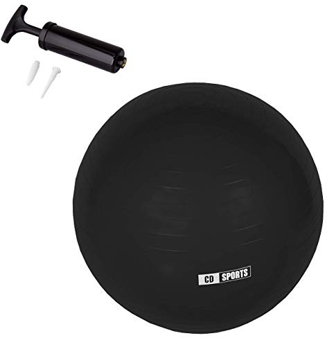 Calma Dragon Pilates Ball 55cm / 65cm / 75cm Durchmesser, Schwangerschaftsball, Fitball, inklusive Aufblasgerät, Großer Ball für Yoga, Gymnastik, Fitness (Schwarz, 75)