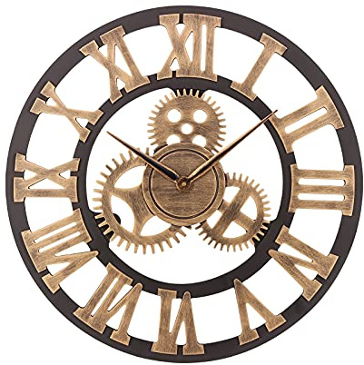 ACCSHINE Holz Wanduhr Ohne TickgeräUsche 58cm Groß Wanduhren | Römische Ziffer Lautlos Wanduhr Groß Batteriebetrieb Quarz Einfach zu Lesen für Wohnzimmer Küche Schlafzimmer Büro Café