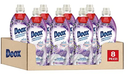 Deox - Weichspüler Konzentrat, weich und parfümiert, mit Fresh Protection-Technologie, Duft Lavendel, 45 Waschgänge x 8 Packungen – 7200 ml