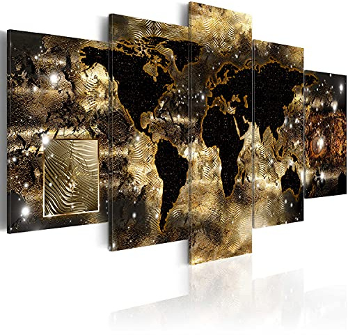 B&D XXL Acrylglasbild Weltkarte 100x50 cm 5 Teilig Wandbild auf Acryl Glasbilder Kunstdruck Moderne Acrylglas Platte Wanddekoration Geschenke Heimdekoration Glasbild Landkarte Kontinente Map Abstrakt