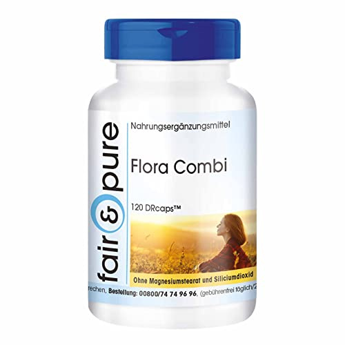 Fair & Pure Flora Combi, 120 DRcaps, schluckfreundlich, 13 probiotische Bakterienstämme mit mindestens 41,5 Milliarden Kulturen pro Kapsel, glutenfrei, in Deutschland hergestellt