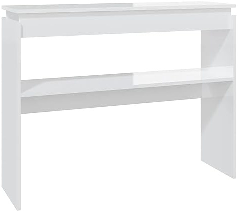 vidaXL Konsolentisch Konsole Beistelltisch Flurtisch Sideboard Ablagetisch Wandtisch Frisiertisch Schminktisch Hochglanz-Weiß 102x30x80cm Holzwerkstoff