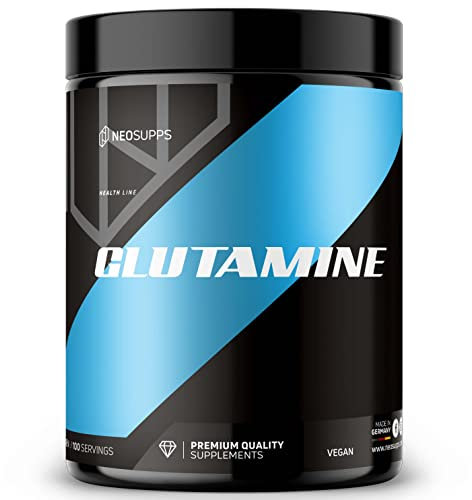 NEOSUPPS L-Glutamin Pulver Geschmacksneutral I Perfekt für nach dem Training - Post Workout I Vegan & 100% Rein I Pures L-Glutamine Hochdosiert & ohne Zusatzstoffe