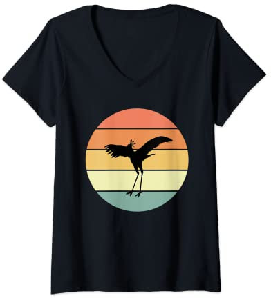 Damen Retro Sekretär Vogel Bekleidung Vögel Love Birding T-Shirt mit V-Ausschnitt